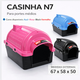 Casinha N7 Pet Porte Médio | Casa Plástica Resistente para Cachorro | Azul Rosa Preta ou Vermelha em Oferta na Shopee