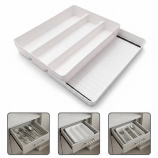 Porta Talher Organizador De Gaveta Com Extensor 3 Divisorias 35x27cm Resistente em Oferta na Shopee