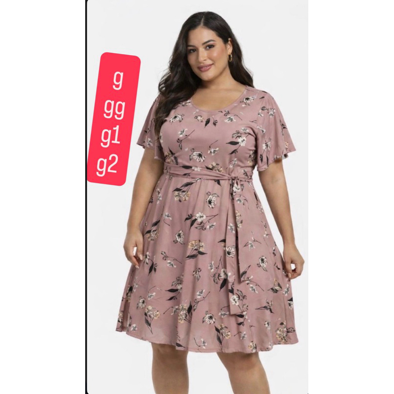vestido rodado plus suplex manga fler  g gg g1 g2 44/46/48/50/52