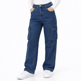 Calça Wide Leg Feminina Infantil Jeans Cargo Menina Juvenil Perna Larga em Oferta na Shopee