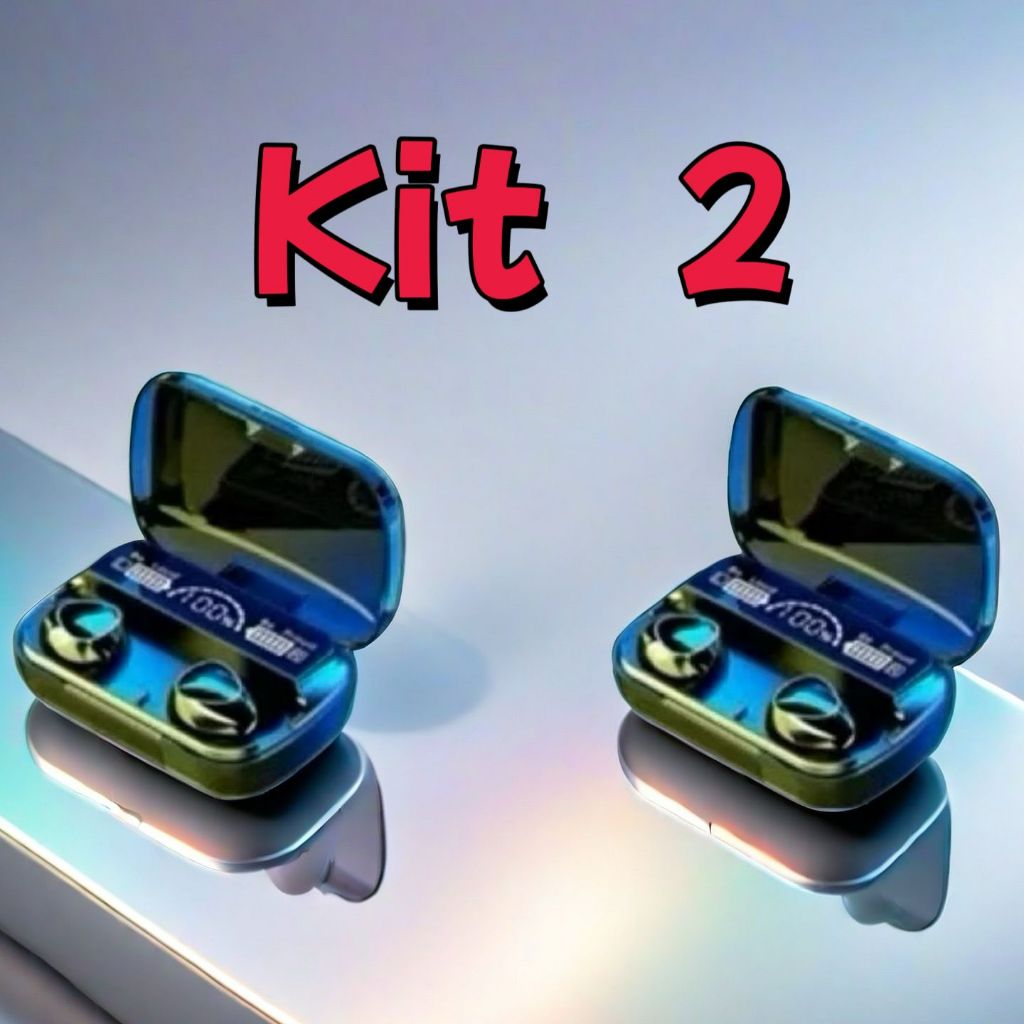 Kit M10 Bluetooth 5.3 Fones de ouvido sem fio TWS estéreo com carregador Power Bank em Oferta na Shopee