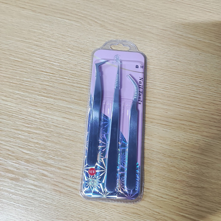 Kit  3  Unidades Pinça Ponta De Precisão  Para Alongamento E Extensão De Cílios em Oferta na Shopee