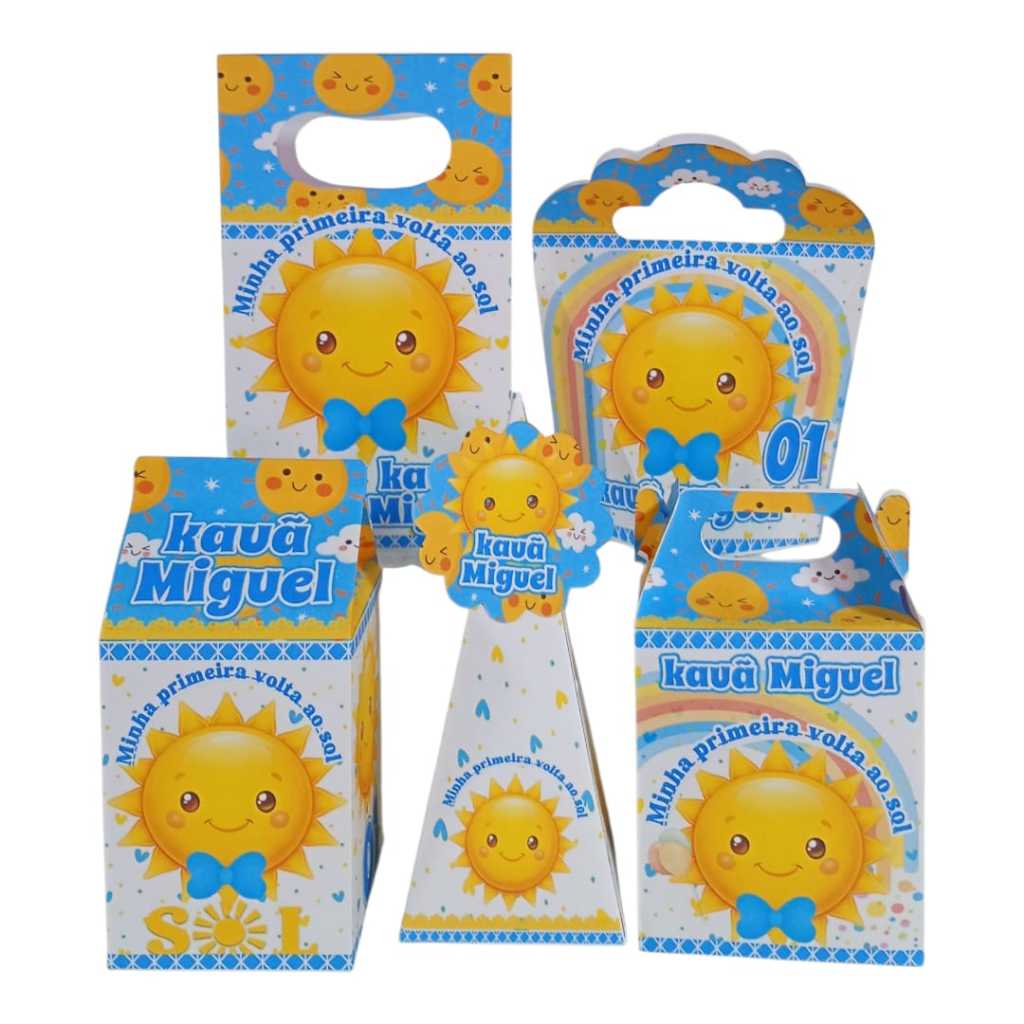 Kit Festa Personalizada Minha Primeira Volta ao Sol Menino + 20 Tags Para Docinhos em Oferta na Shopee