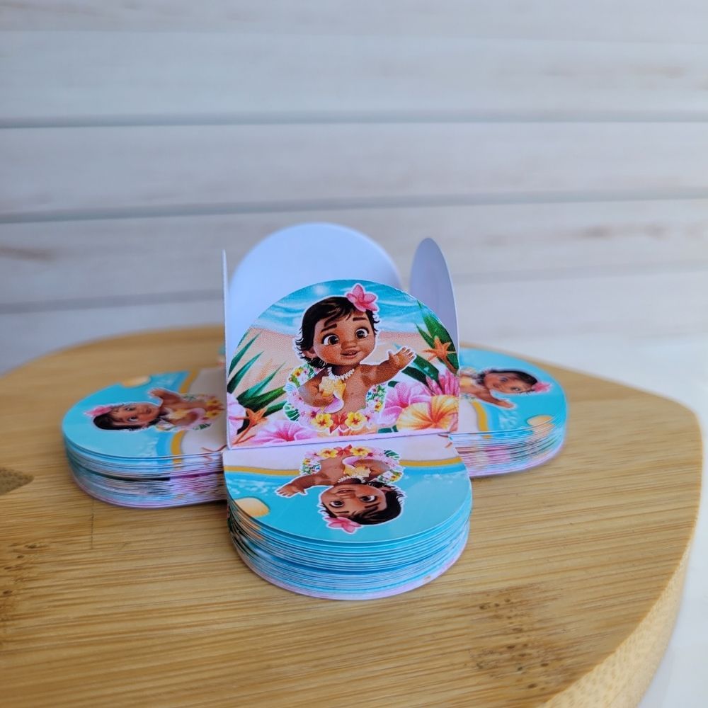 100 Forminhas para Docinhos Personalizada + 60 Escalopes  MOANA BABY MESCLADA