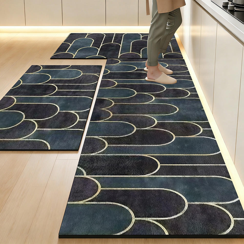 Kit 3 peças Tapete de Cozinha de Borracha - Antiderrapante, Resistente e Secagem Rápida, 120x40cm e 60x40cm e 60x40cm