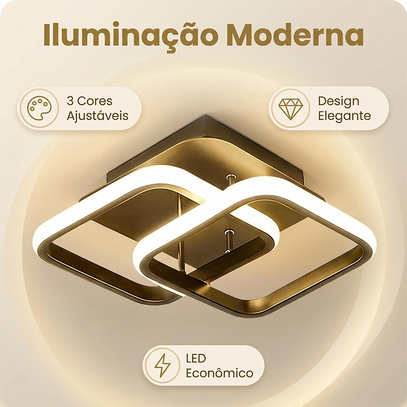 Luminária De Teto Led Moderna Plafon 3 em 1 Lustre para Quarto Sala Escritorio Corredor Cozinha em Oferta na Shopee