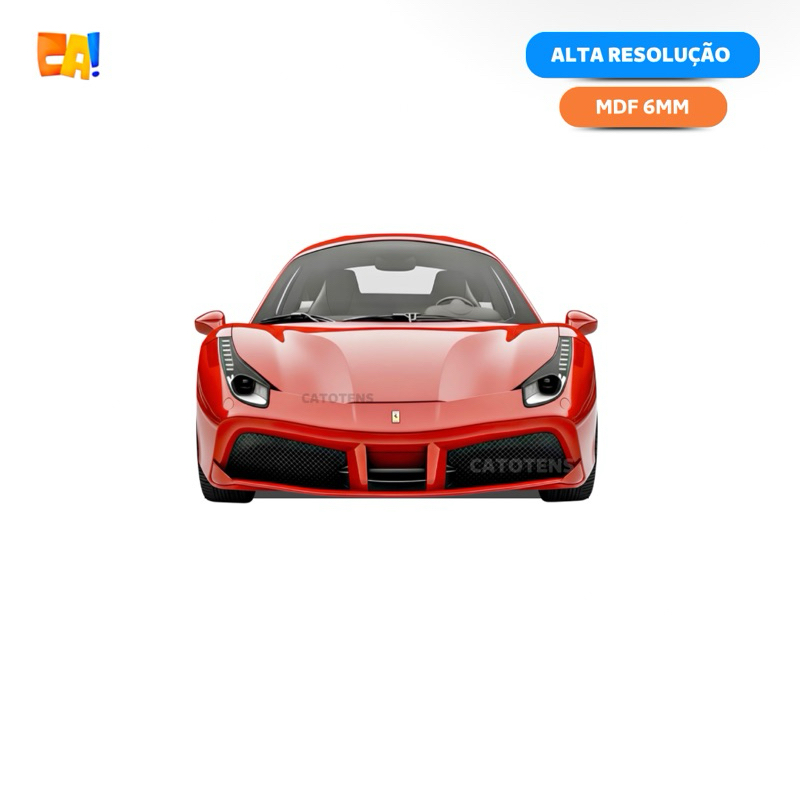 Display de chão MDF 6mm Ferrari frente com pé 80cm a 1m largura Carro vermelho