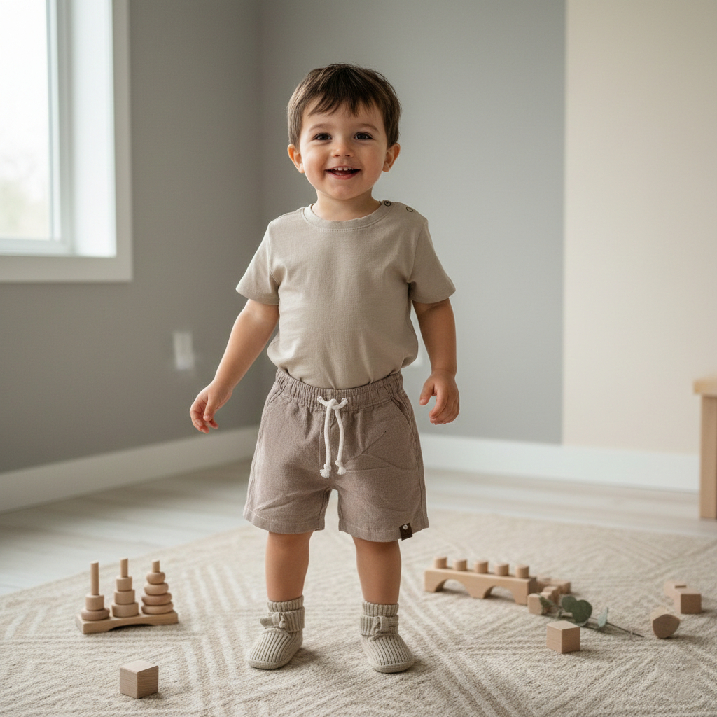 Bermuda Mauricinho Linho Marrom Infantil Menino Com Cordão Regulável Leve Ideal Para Dias Quentes em Oferta na Shopee