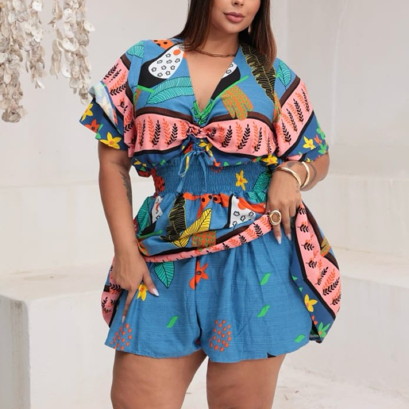 Macaquinho plus size short saia G2 G3 (52 ao 58) Lea em Oferta na Shopee