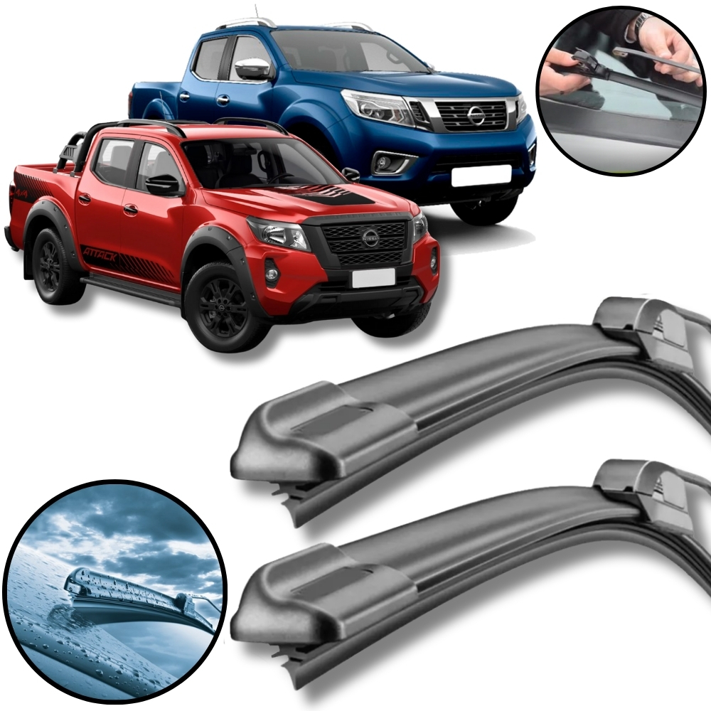 Kit Par Palhetas Limpador Parabrisa Silicone Nissan Frontier 2019 até 2025
