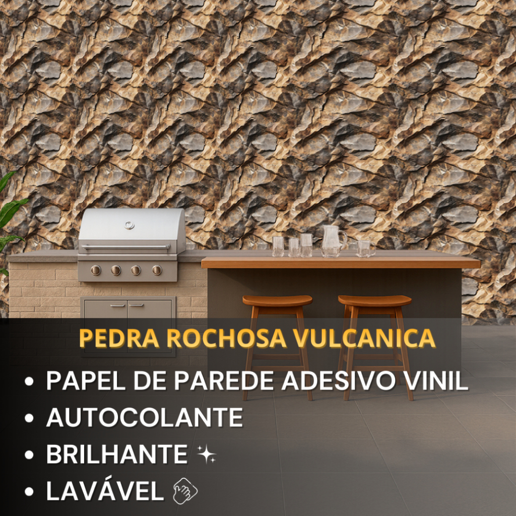 Papel De Parede Para Sala Efeito Pedra Rochosa Vulcânica Adesivo Lavável Para Quarto Escritório