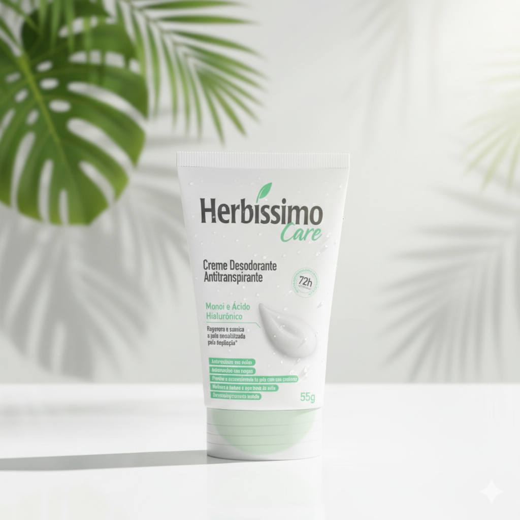Creme Desodorante Antitranspirante Herbíssimo Care Monoi e Acido Hialuronico Bisnaga 55g em Oferta na Shopee