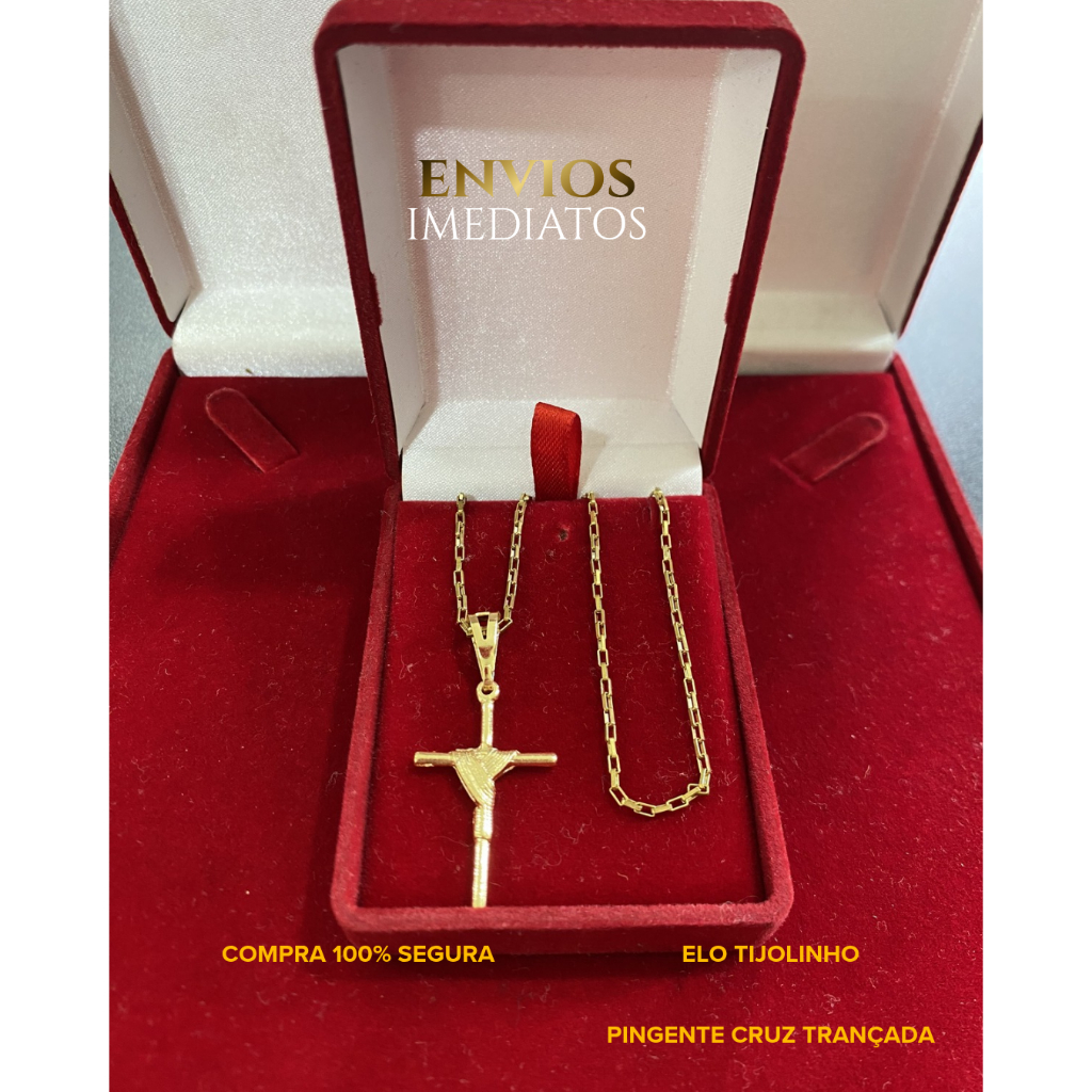 Cordão Tijolinho 2mm 70cm 100% Moeda Antiga + Pingente Cruz Palito Trançada em Oferta na Shopee