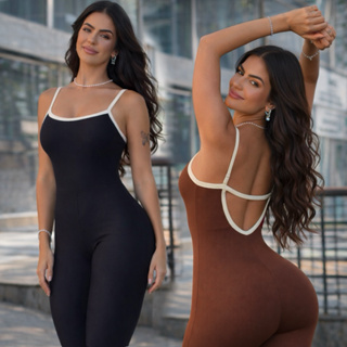 Macacão Longo Academia Gringa Modelador Duas Cores Fitness Yoga Moda Feminina Costa Núa em Oferta na Shopee