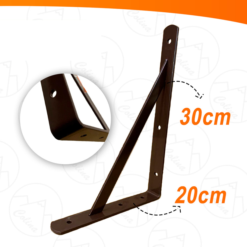 Kit 2 a 6 Mão Francesa Suporte Cantoneira Reforsada Suporta 150KG - Marrom - 20x30cm