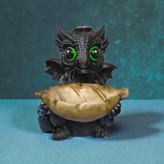 Incensario Dragao Baby Cascata em Resina Decorado Preto em Oferta na Shopee