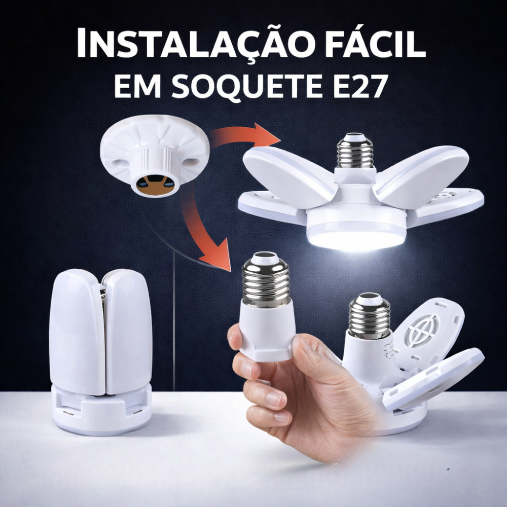 Detalhes do Lâmpada LED 28W/50W Pétalas Girassol Dobrável 6500K Super Branco Ajustável Bivolt