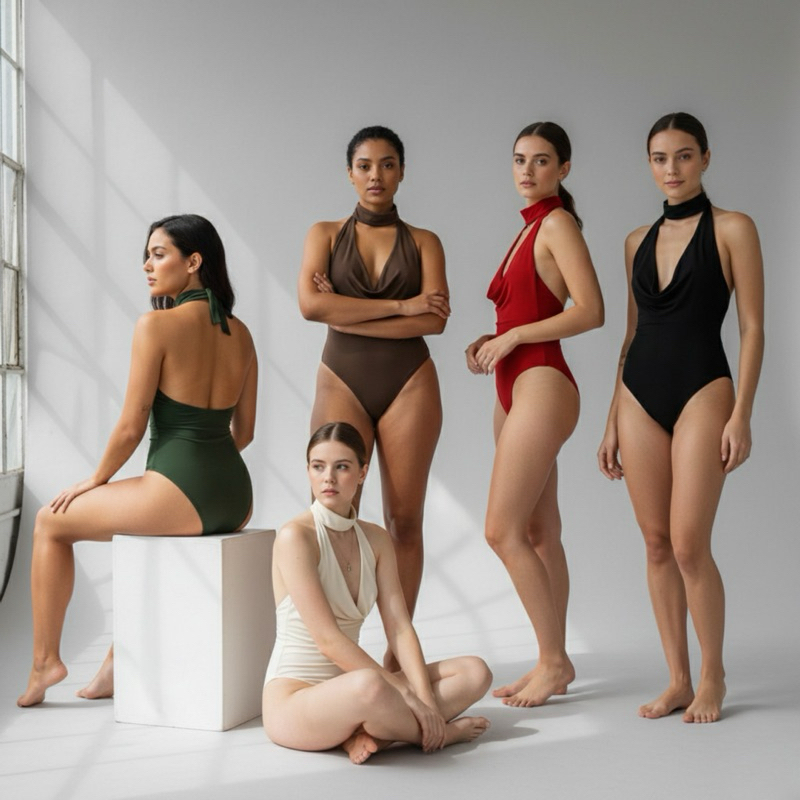 Kit 2 Bodysuits Femininos Gola Alta e Decote Profundo em Suplex Premium | Modelagem Ajustada, ALTA QUALIDADE