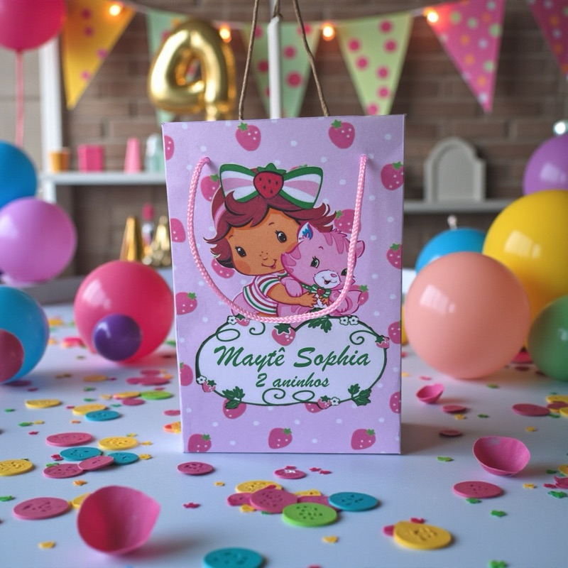 sacola P personalizada moranguinho baby