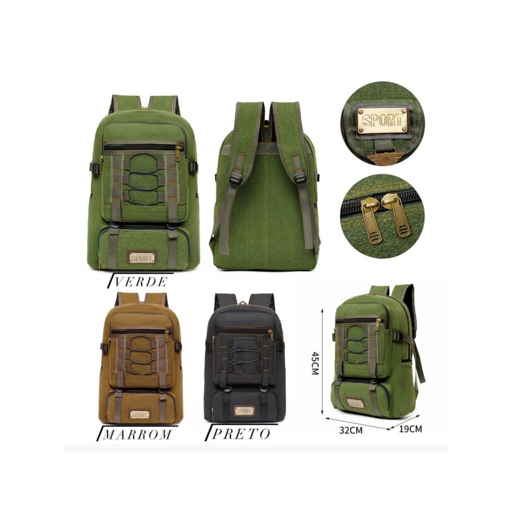 Mochila Bolsa Lona Reforçada Masculina Feminina Moda Style Qualidad Resistênte Unissex RC-51055 Mochila Bolsa Lona Reforçada Masculina Feminina Moda Style Qualidad Resistênte Unissex RC-51055