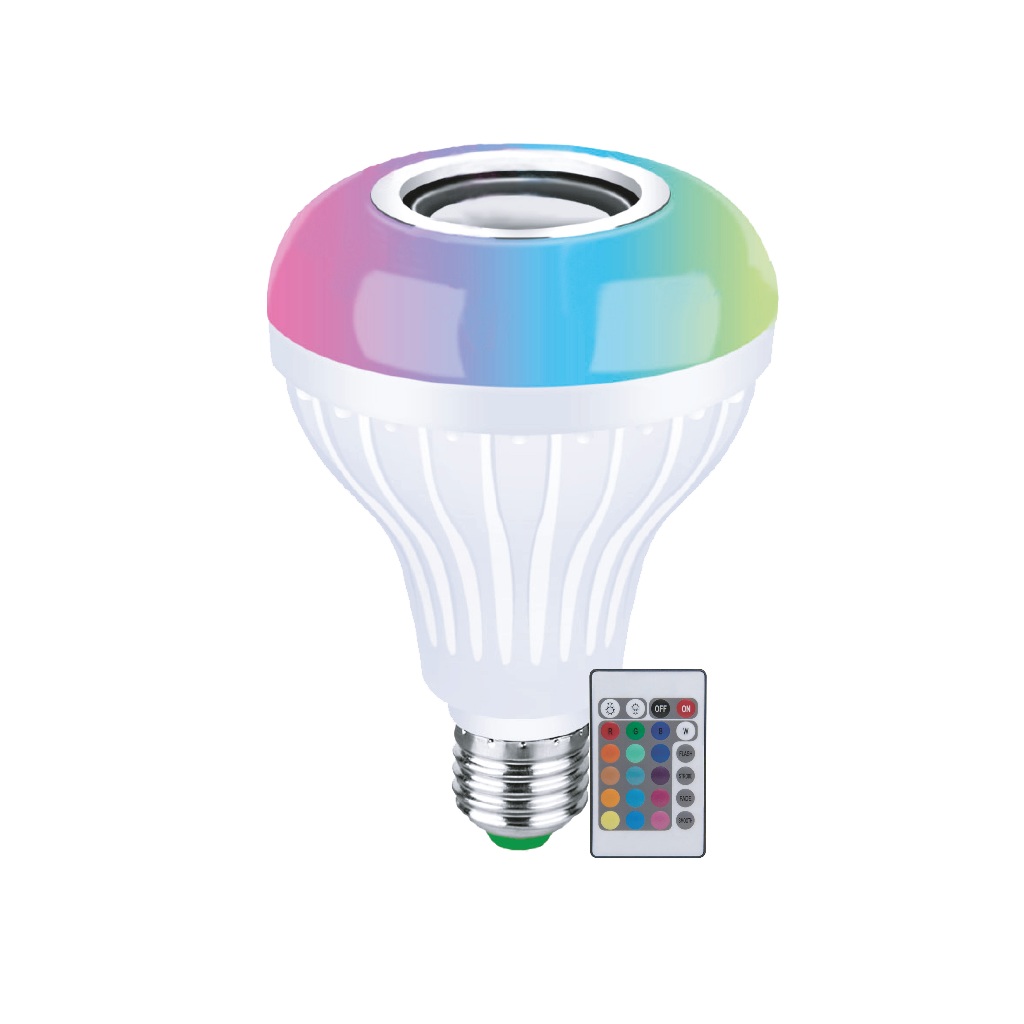 Lampada Bulbo LED Musical Caixa de Som Bluetooth 10W Android iOS Bivolt Controle RGB em Oferta na Shopee