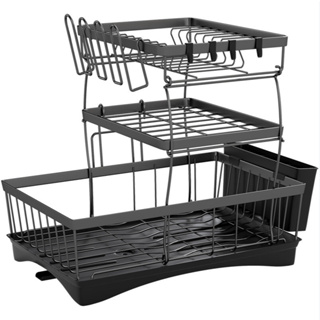 Escorredor de Louça Preto Organizador 3 Andares Completo Porta Talheres Grande Cozinha Pia em Oferta na Shopee