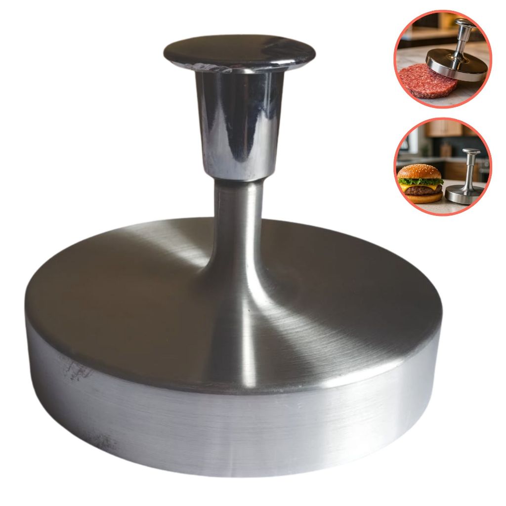 Molde Forma Hamburguer Alumínio 15,5cm Prensa Artesanal Caseiro Gourmet Forma Modelador Prensador Profissional Multiuso