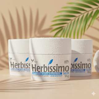 Kit 3 unid - Desodorante Creme Antitranspirante Talco Herbíssimo 55G em Oferta na Shopee