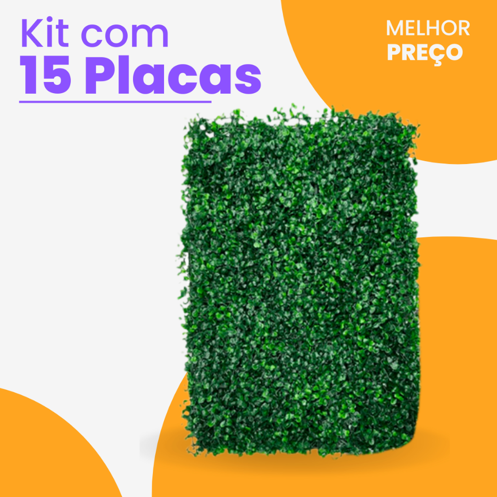 Kit 15 Placa Buchinho Grama Artificial Jardim Vertical Muro Inglês Parede Verde