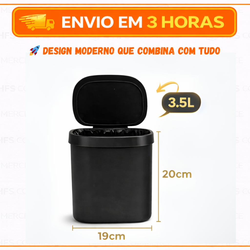 Kit Lixeira Pia Cozinha 3,5 Litros e Rodinho Preto 13cm Organização em Oferta na Shopee
