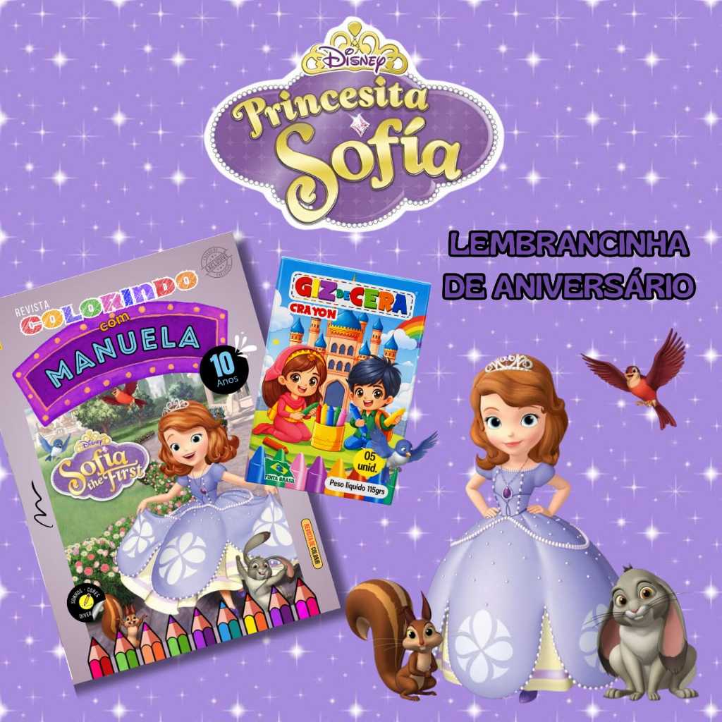 Livro de Colorir Princesa Sofia | Lembrancinha de Aniversário Infantil Personalizado