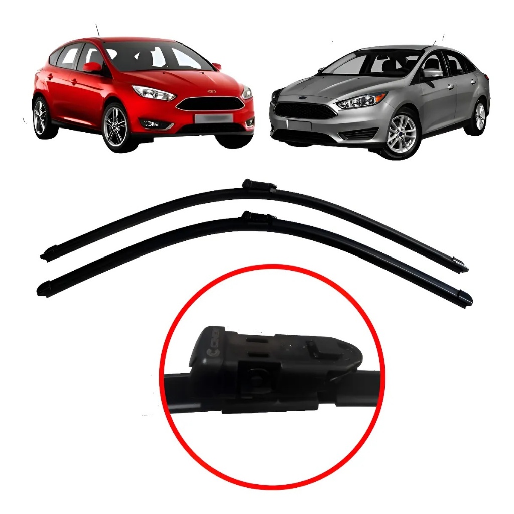 Par Palhetas Limpador Parabrisa Focus Sedan Iii 2014/19 Preto