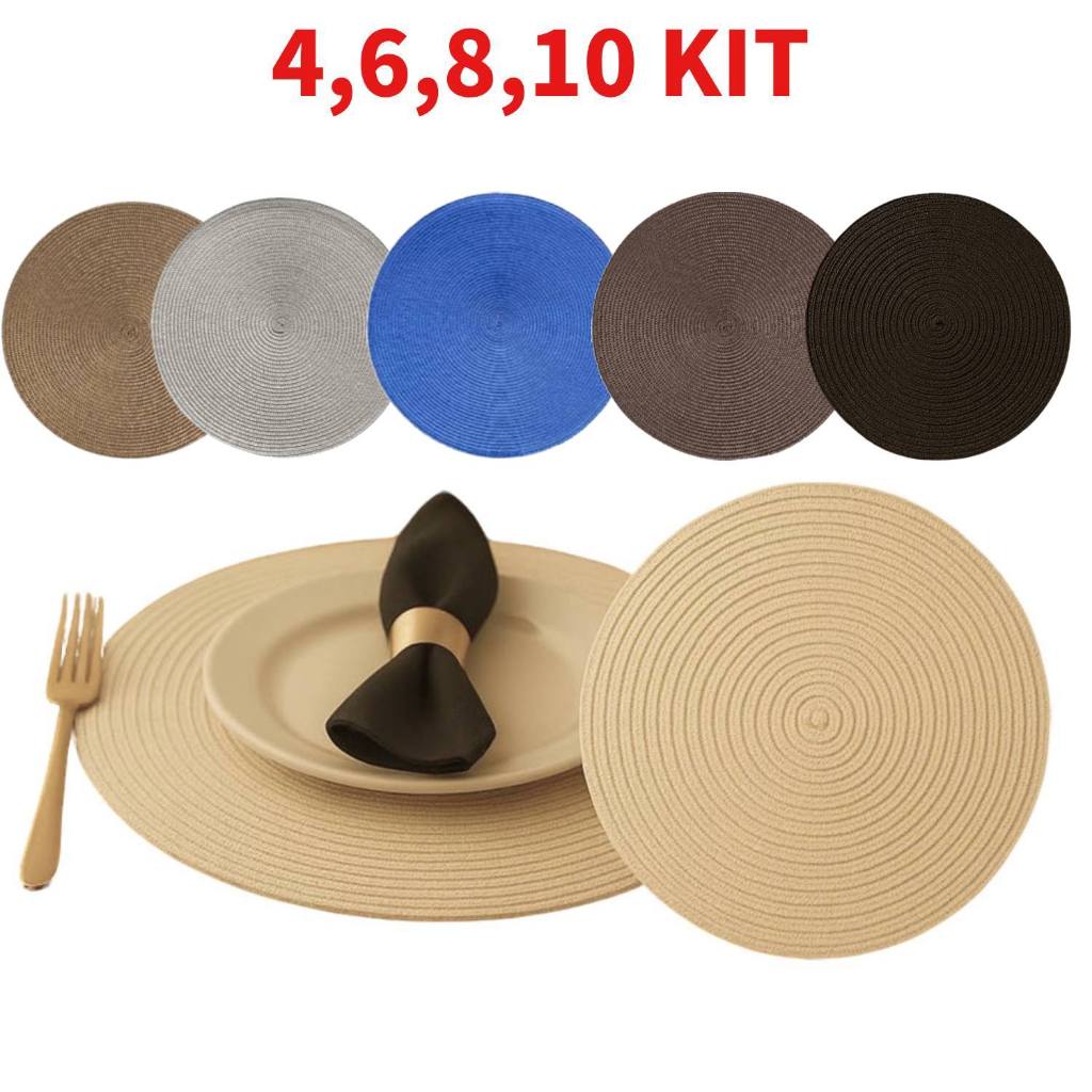 Jogo Americano Redondo Sousplat 39cm Mesa Posta Jantar Cozinha Decoração Lavável Trançado