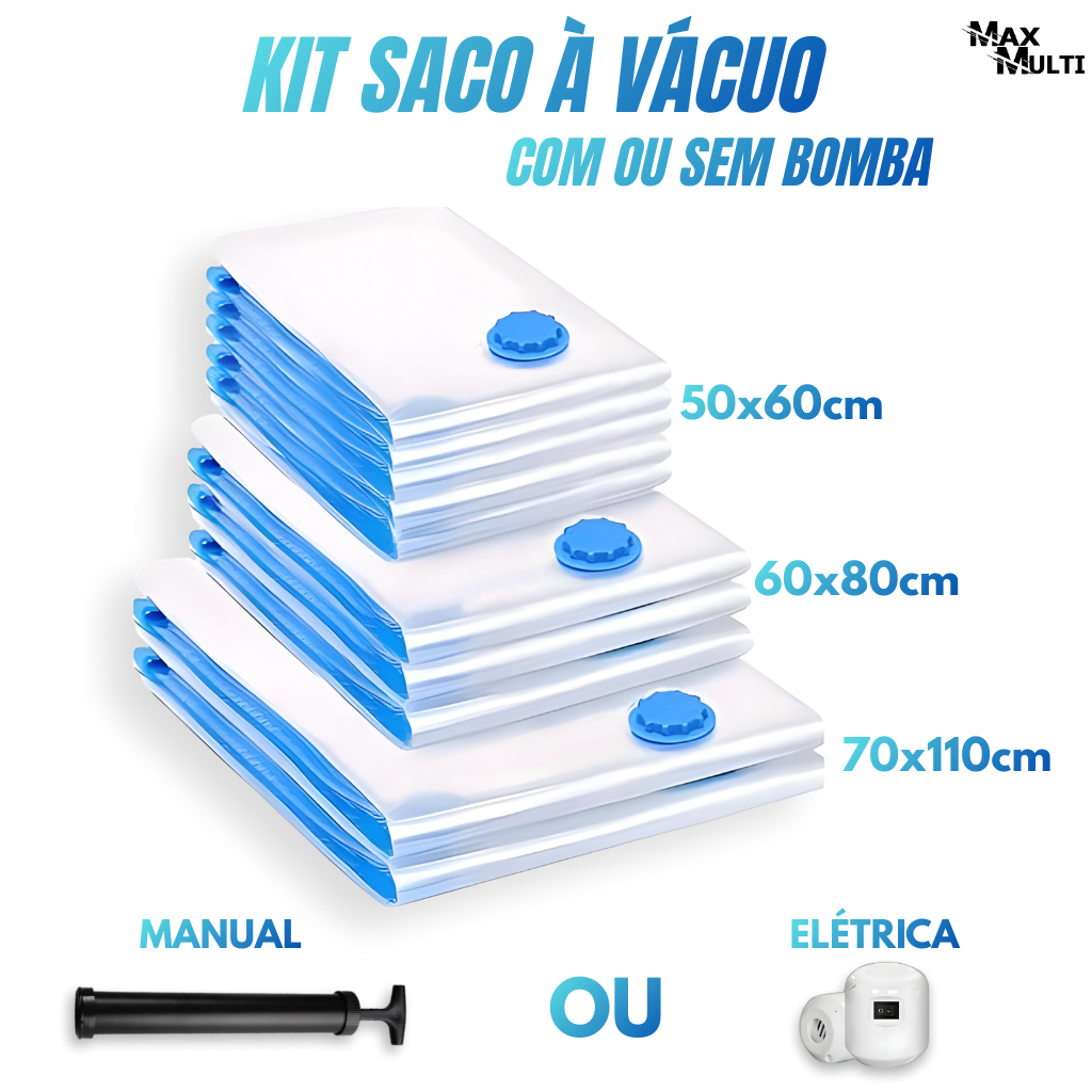 KIT 10 Saco a Vacuo Organização de Roupas Mala Viagem Guarda Roupa M G GG 50X60 60X80 70X110