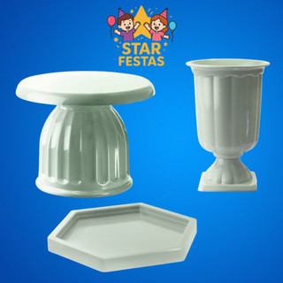 Kit de Festa - 1 Boleira Romana 17cm, 1 Vaso Grego, 1 Mini Bandeja Sextavada