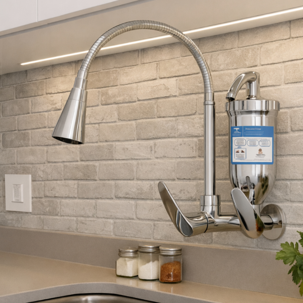 Torneira Filtro p/ Cozinha Cromada Parede purificador Inox Gourmet Cromada Refil Carvão Ativado em Oferta na Shopee