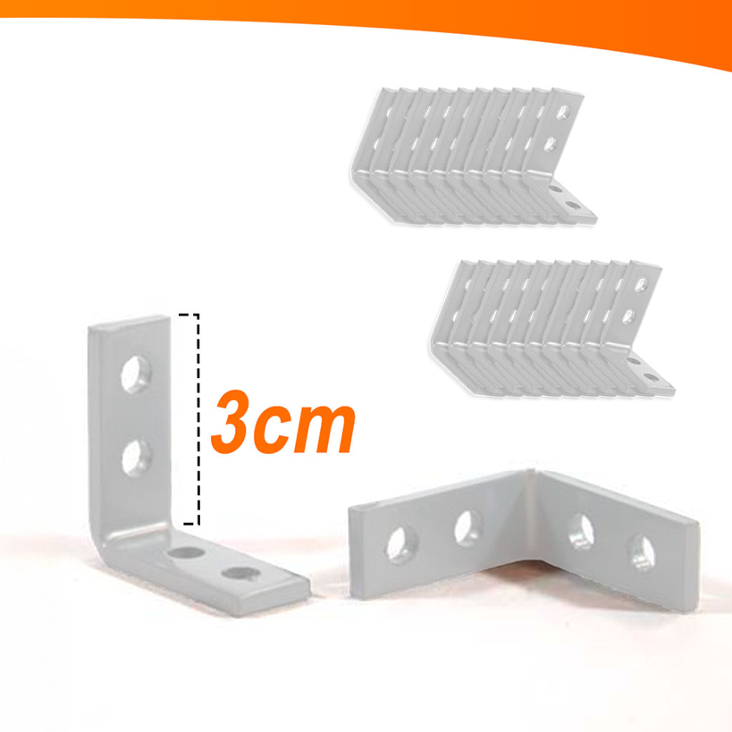 Kit 10 a 20 Cantoneiras Mão Francesa Para Moveis 3x3cm - Branca