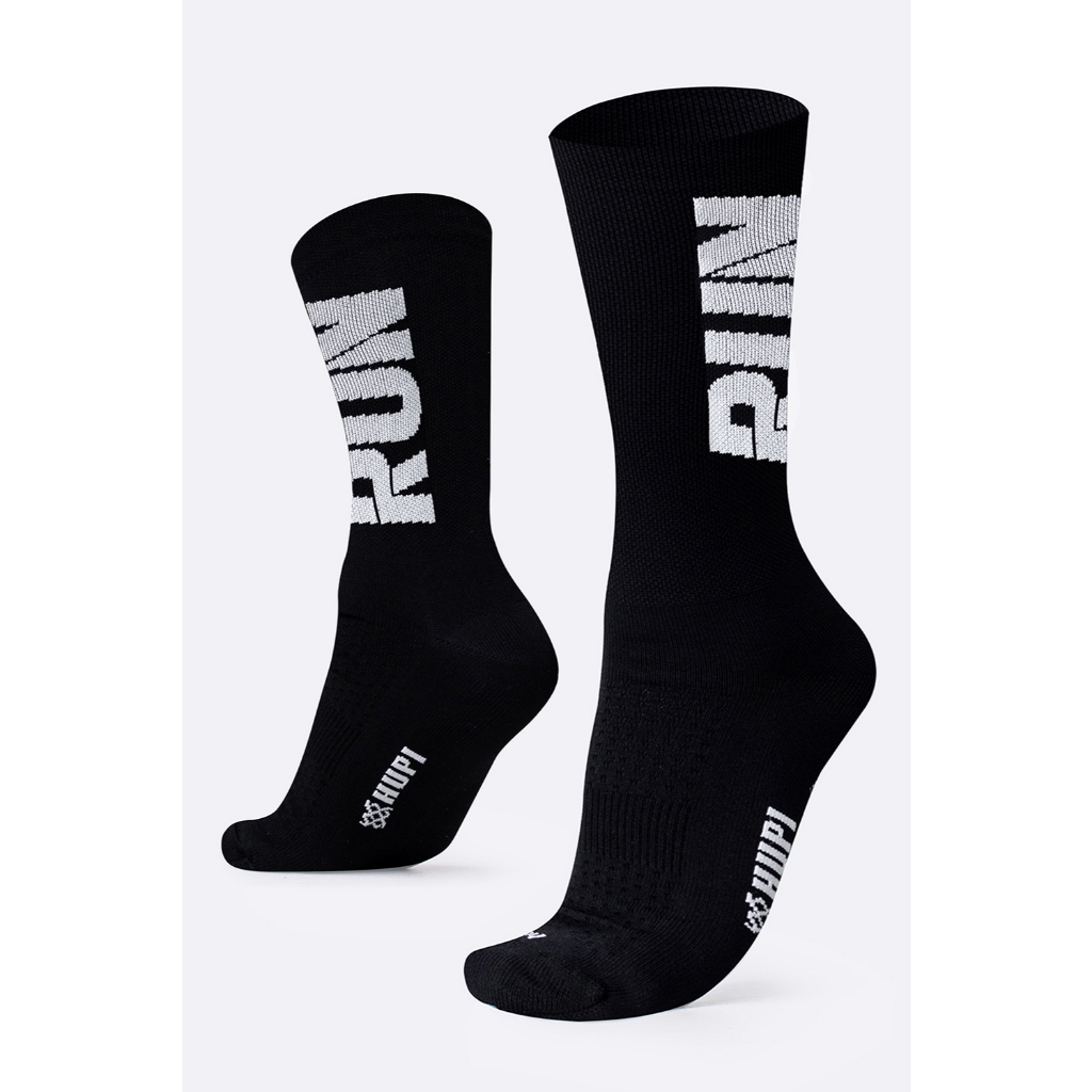 Meia HUPI RUN Preto/Branco para Corrida 1 Par, Tamanho 36-42 em Oferta na Shopee