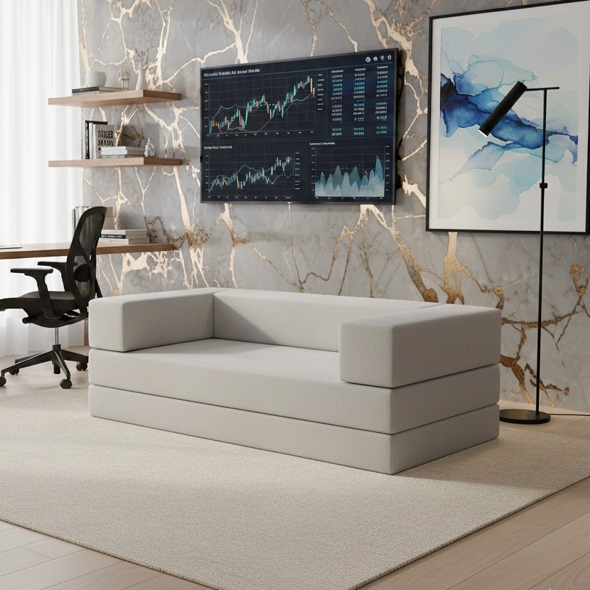 Sofá Cama com Sofá de Espuma Embalado a Vácuo – Compacto e Funcional