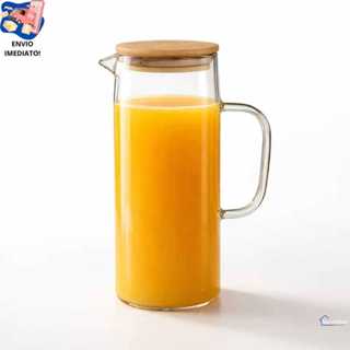 Jarra De Vidro Borossilicato Hauskraft Doppio 1,5L Com Tampa De Bambu Transparente Modelo Premium Ideal Para Sucos Água em Oferta na Shopee