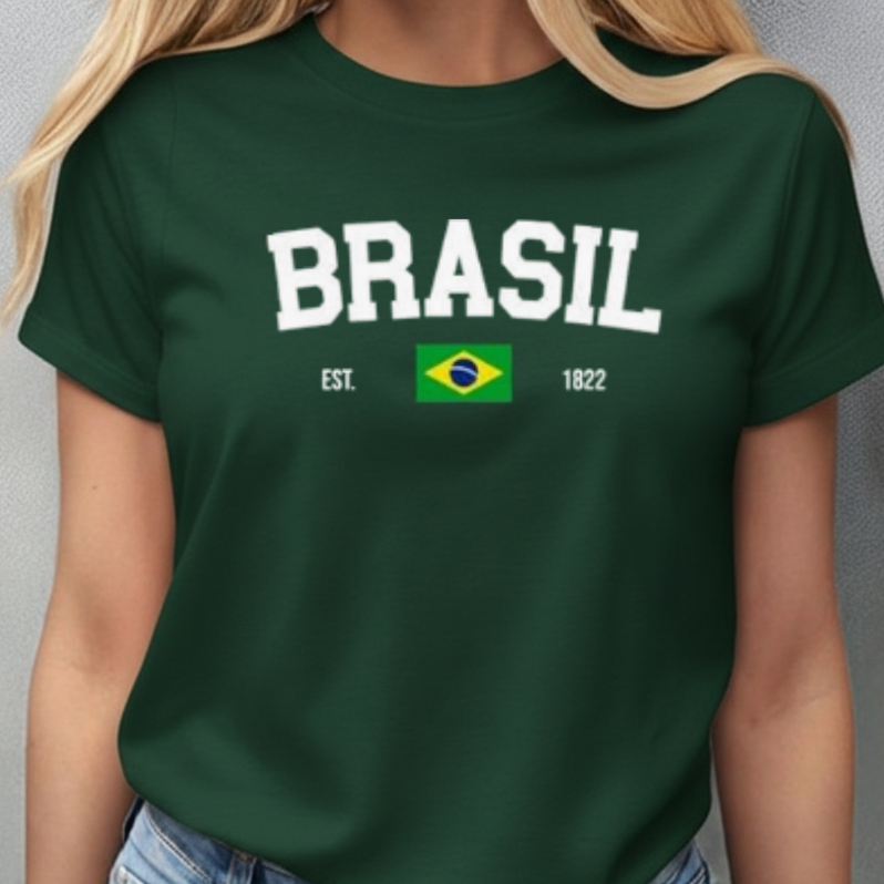 Camiseta Feminina T-shirt Seleção Brasileira Brasil Bandeira Blusa Estilosa Moda Básica