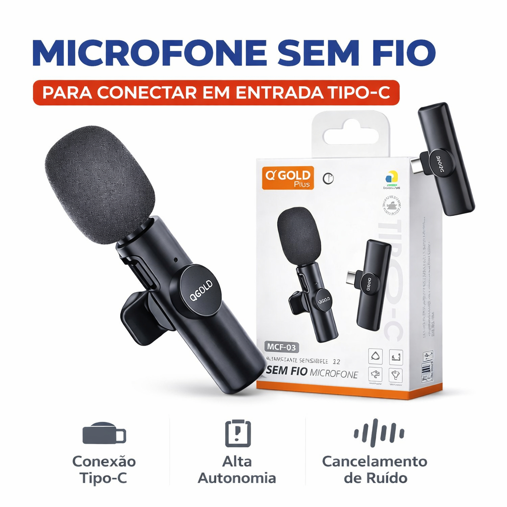 Mini Microfone De Lapela Bluetooth Sem Fio K9 Vlog Compatível Com iPhone E Tipo-C Alta Qualidade