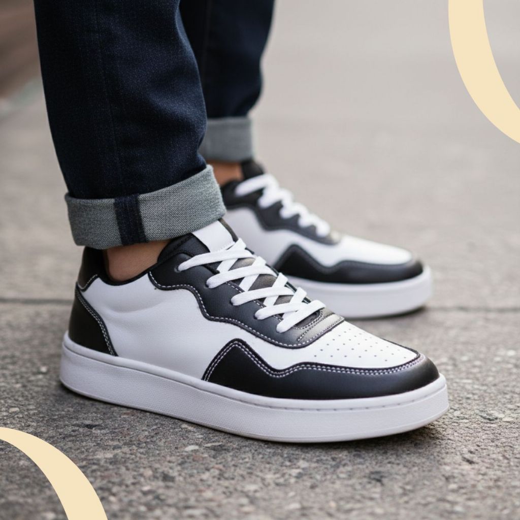 Tênis Branco Preto Marrom Unissex Sola Reta Macio Confortável Chav Urban