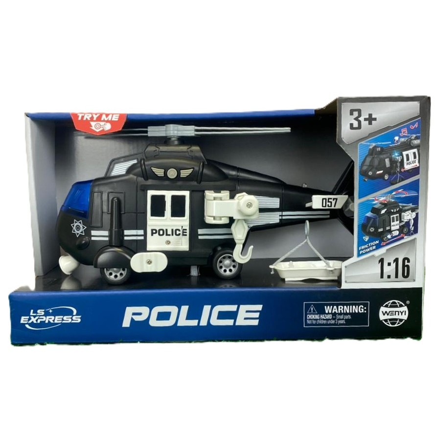 Helicóptero de Resgate Polícia Sons e Luzes Fricção 1:16 - Brink Center