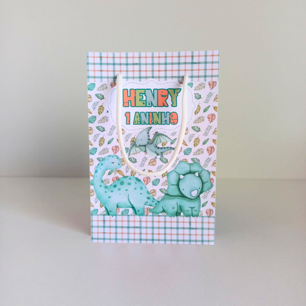 Sacolinha P Dinossauro Dino Menino Personalizados /Lembrancinha de Festa /Aniversário / Festa Infantil
