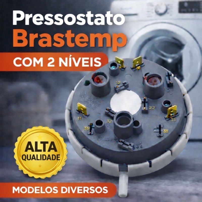 Pressostato 2 Níveis para Lavadora *Brastemp* - Modelos: BWC06, BWF08, BWG10, BWM06, BWM08 - Cód: 326009087
