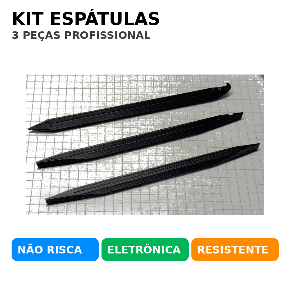 Kit Espátulas Spudger Plásticas Profissionais 3 Peças, Ferramenta para Eletrônica, Celular, Notebook