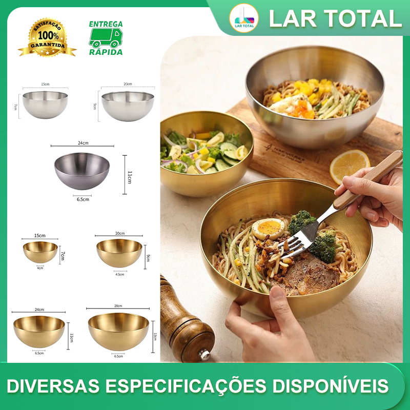 Kit 4 Tigela Bowl Aço Inox Dourado Conjunto, Acabamento Dourado, Multiuso Cozinha, Diversos Tamanhos em Oferta na Shopee