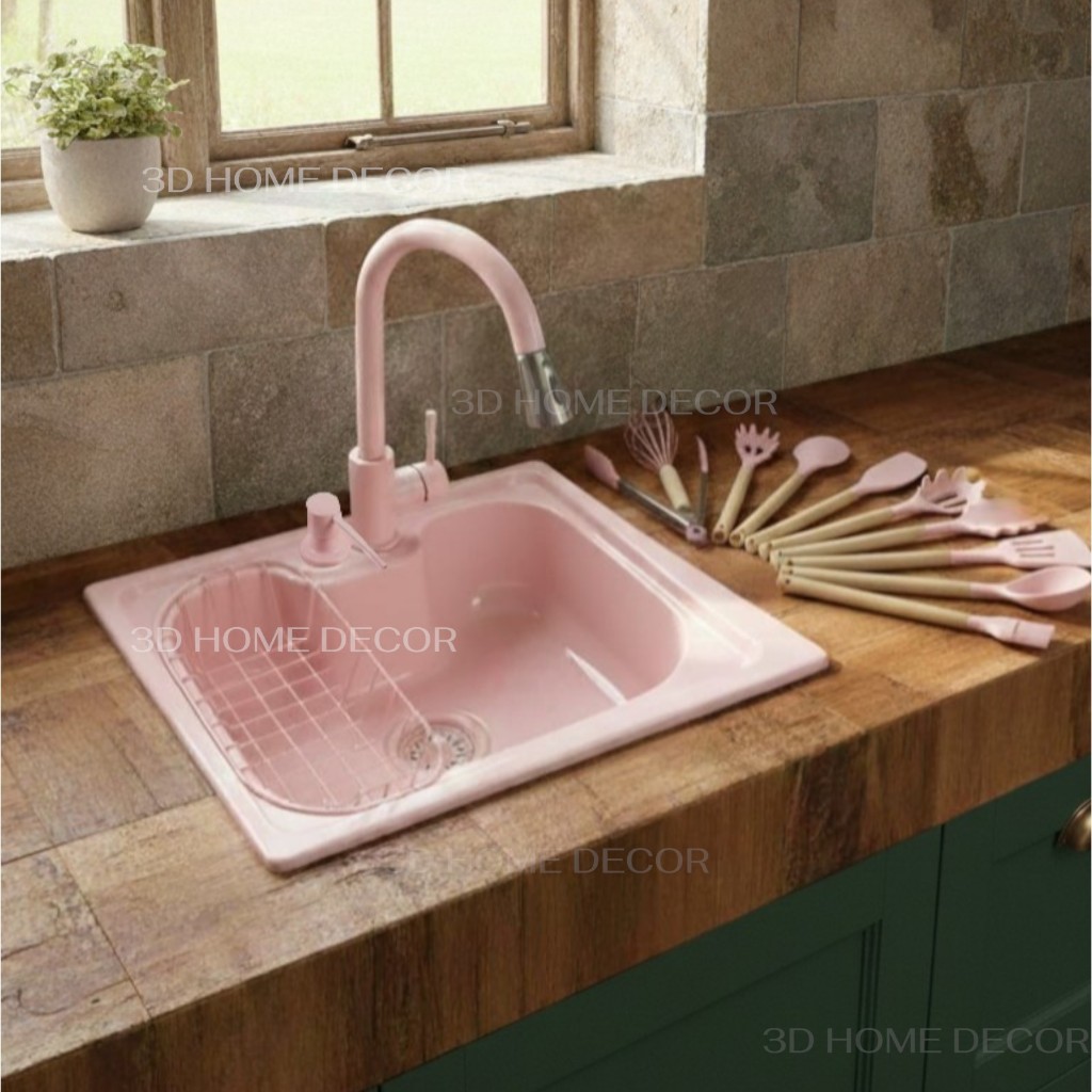 Cuba Gourmet Rosa INOX 304 Pia Cozinha INOX 50 CM Rosa Torneira Monocomando Rosa INOX Sabão