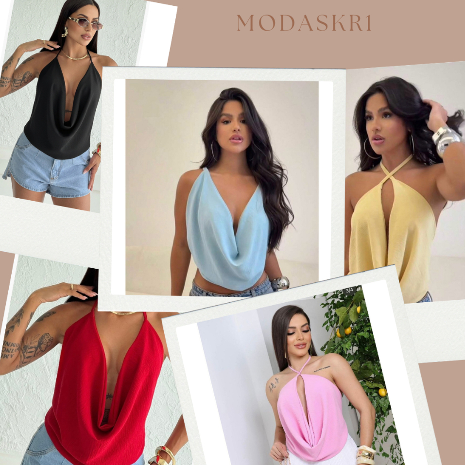 Blusa Cropped Frente Única Gola Boba Multiformas Amarração – Versátil, Moderno e Estiloso